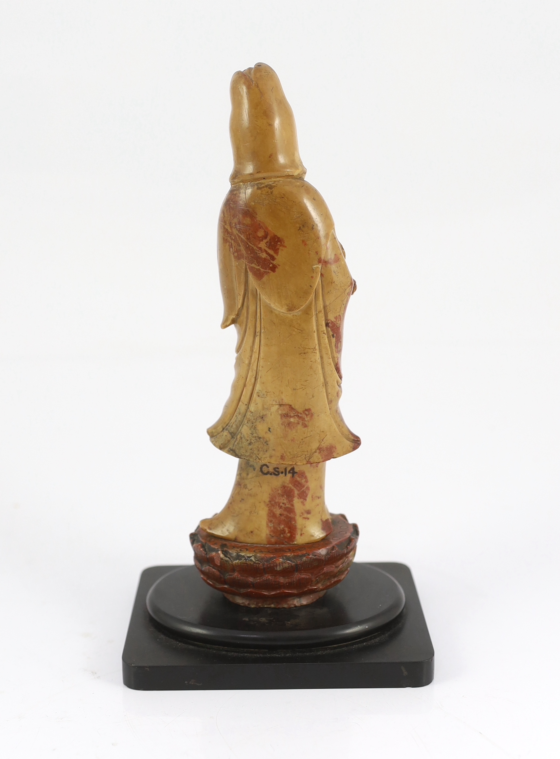 A Chinese soapstone standing figure of Guanyin, 18th century